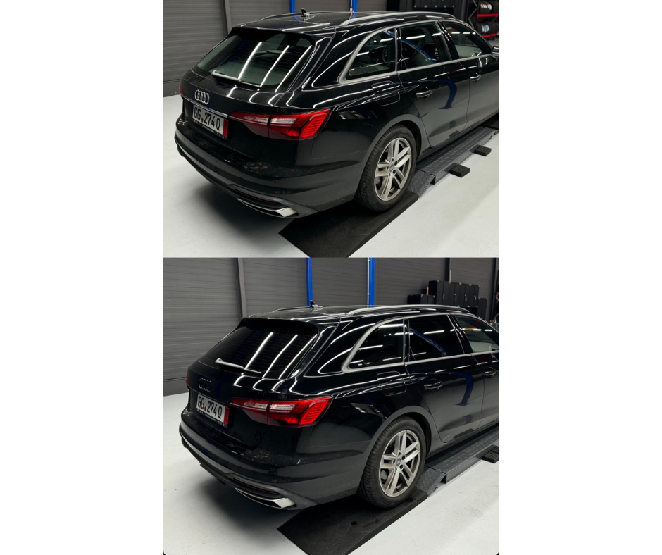 Ramen blinderen voor en na bij een Audi